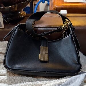 Madison West Black With Gold Hardware Crossbody Bag